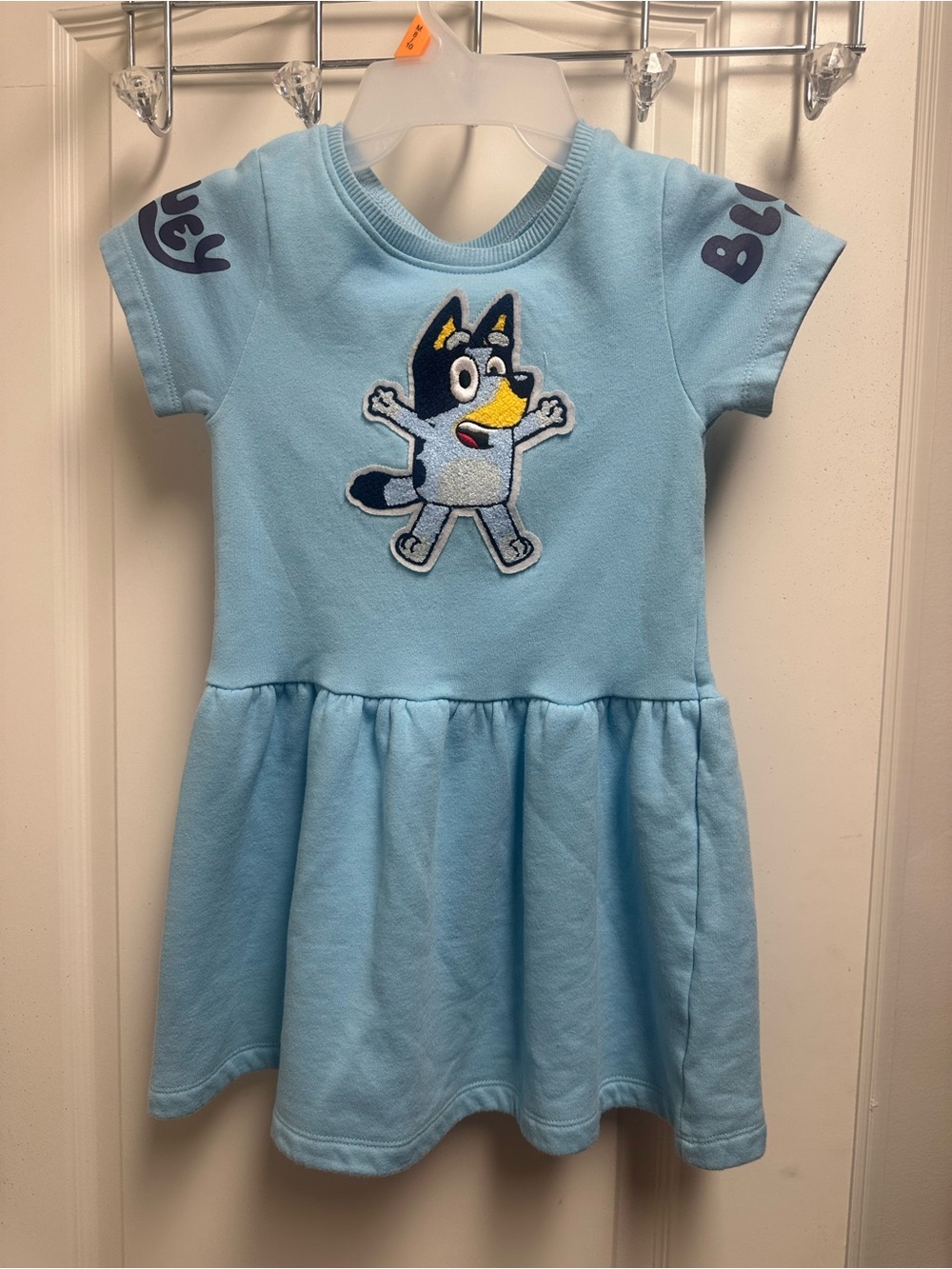 Girls Disney Light Blue Dress with Bluey Patch